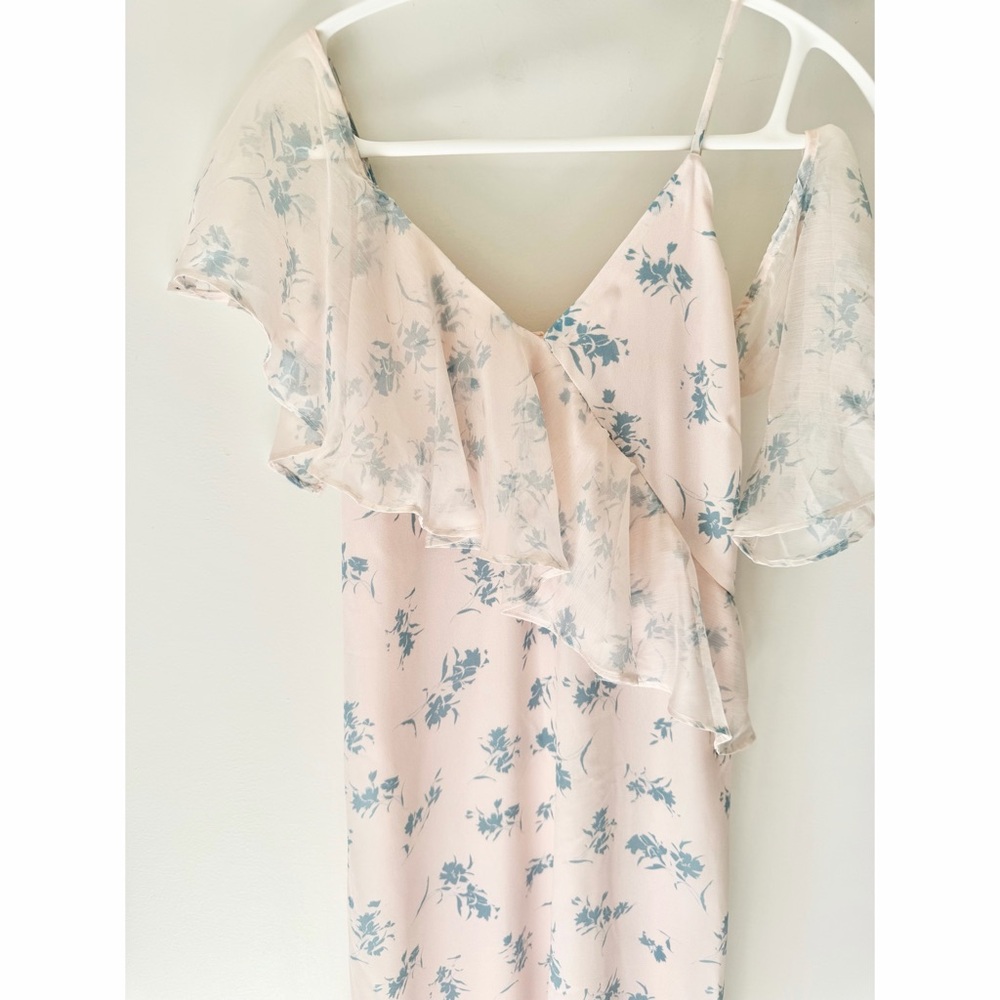 Simple Retro Asymmetrical Floral Ruffle Slip Dress - Picture 2 of 10